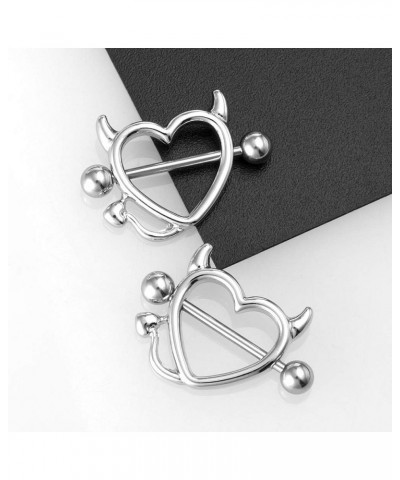 Nipple Piercing Personality Sexy Body Jewelry Girls Devil Women Heart Stainless Steel(Silver) Silver $3.92 Body Jewelry