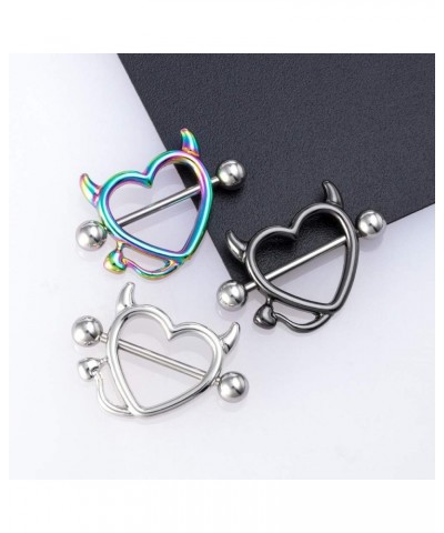 Nipple Piercing Personality Sexy Body Jewelry Girls Devil Women Heart Stainless Steel(Silver) Silver $3.92 Body Jewelry