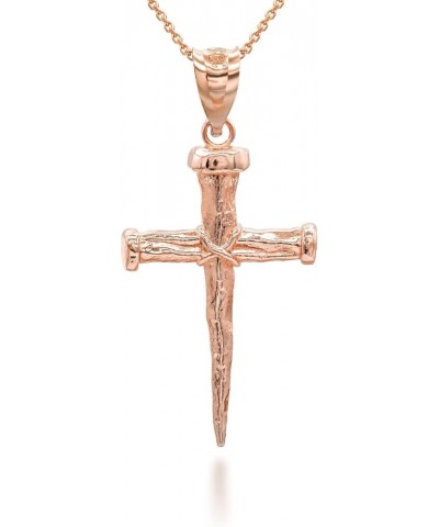 14K Yellow, White, or Rose Gold Nail Cross Christian Faith Pendant Necklace - Choice of Colors 14K Rose Gold 16.0 Inches $122...