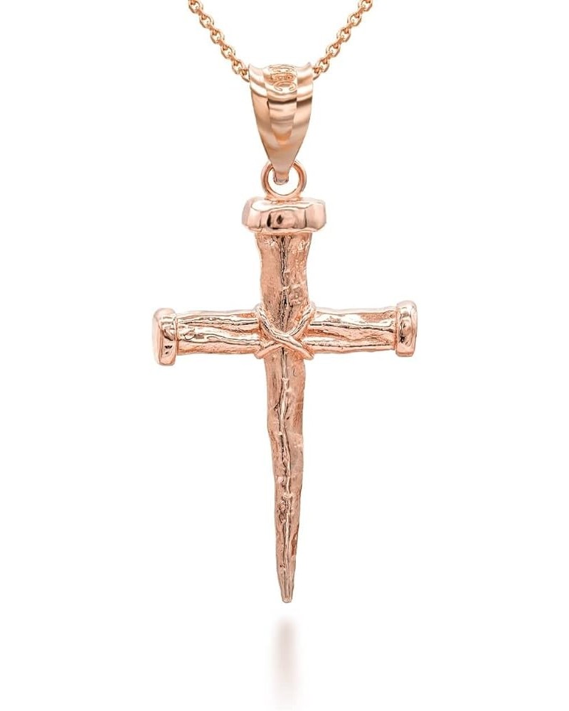 14K Yellow, White, or Rose Gold Nail Cross Christian Faith Pendant Necklace - Choice of Colors 14K Rose Gold 16.0 Inches $122...