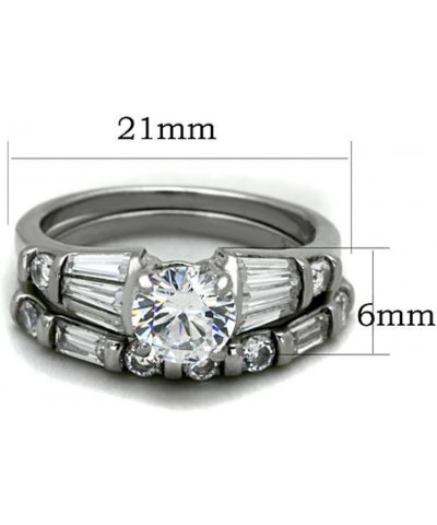 His and Her Stainless Steel 2.50 Carat Cubic Zirconia Bridal Set and Men's Titanium Wedding Band Women's Size 07 Men's Size 0...