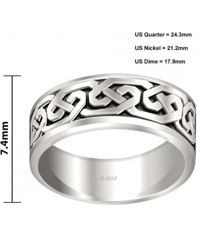 New 0.925 Sterling Silver Irish Celtic Knotwork Spinner Ring $37.37 Rings