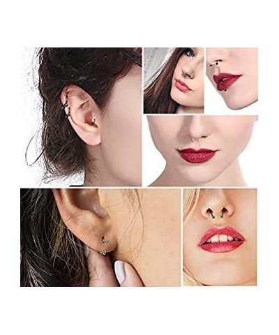 8PCS Stainless Steel 6-10mm Horseshoe 16G Lip Nose Ring Set Body Piercing Cartilage Helix Tragus Earrings for Women Men (Blac...