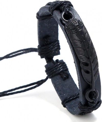 Braided leather alloy plated black arrow feather bracelet alloy 8-word plated black imitation leather bracelet braided men's ...