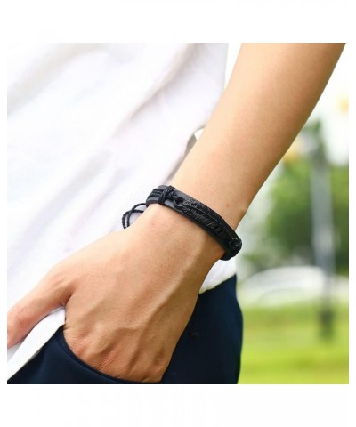 Braided leather alloy plated black arrow feather bracelet alloy 8-word plated black imitation leather bracelet braided men's ...