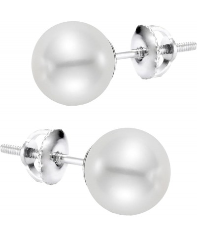 White Japanese Akoya Cultured Pearl Stud Earrings | AAA High Luster Pearls | Screw Back 7.0-7.5mm White Gold $72.50 Earrings