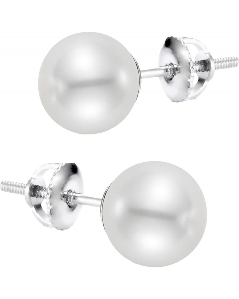 White Japanese Akoya Cultured Pearl Stud Earrings | AAA High Luster Pearls | Screw Back 7.0-7.5mm White Gold $72.50 Earrings