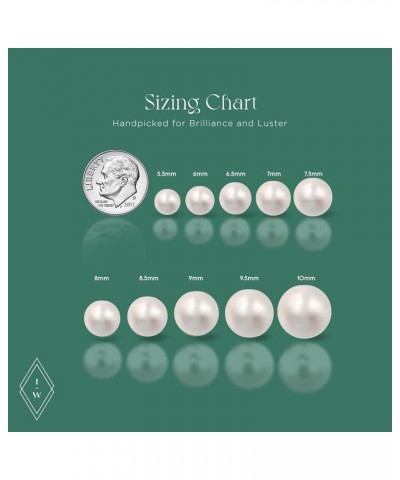 White Japanese Akoya Cultured Pearl Stud Earrings | AAA High Luster Pearls | Screw Back 7.0-7.5mm White Gold $72.50 Earrings