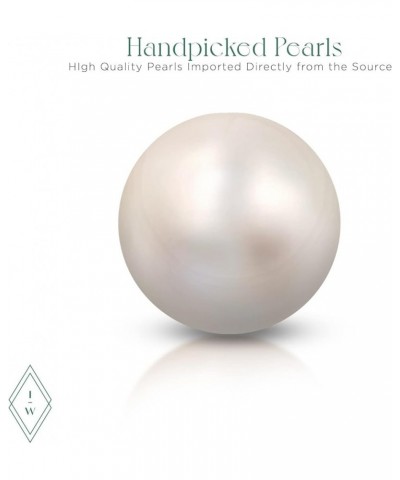 White Japanese Akoya Cultured Pearl Stud Earrings | AAA High Luster Pearls | Screw Back 7.0-7.5mm White Gold $72.50 Earrings