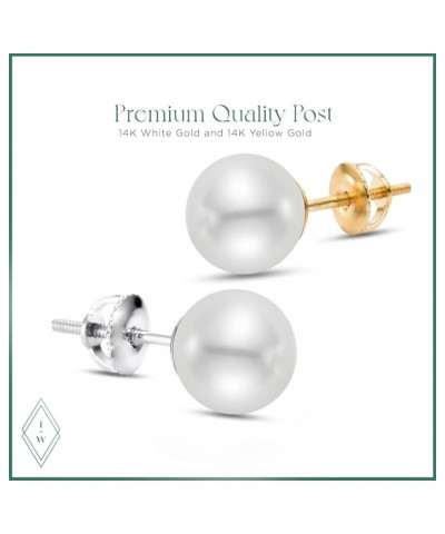 White Japanese Akoya Cultured Pearl Stud Earrings | AAA High Luster Pearls | Screw Back 7.0-7.5mm White Gold $72.50 Earrings