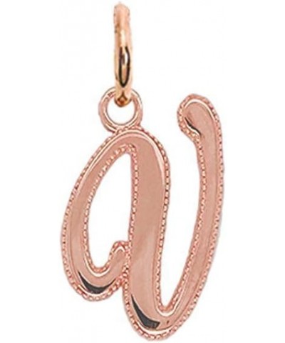 Solid 14k Gold Personalized Cursive-Style"A-Z" Initial Pendant (Size S/M/L) Small (V) Rose Gold $66.70 Pendants