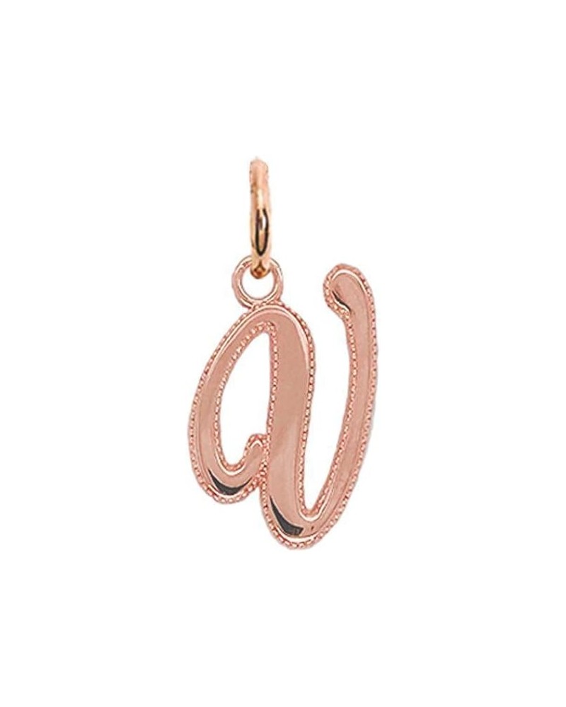 Solid 14k Gold Personalized Cursive-Style"A-Z" Initial Pendant (Size S/M/L) Small (V) Rose Gold $66.70 Pendants