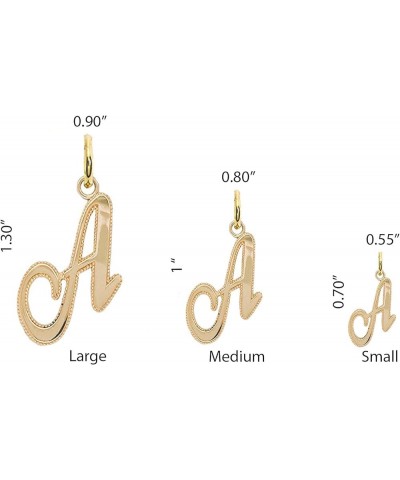 Solid 14k Gold Personalized Cursive-Style"A-Z" Initial Pendant (Size S/M/L) Small (V) Rose Gold $66.70 Pendants