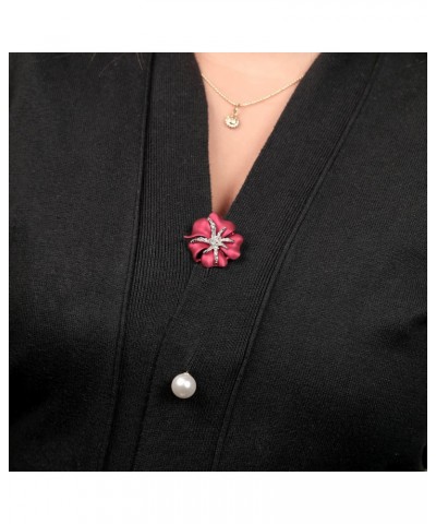 Cultured Freshwater Pearl Red Rose Flower Sparkle Gems Yellow Plated Large Brooch Pin for Women $14.08 Brooches & Pins