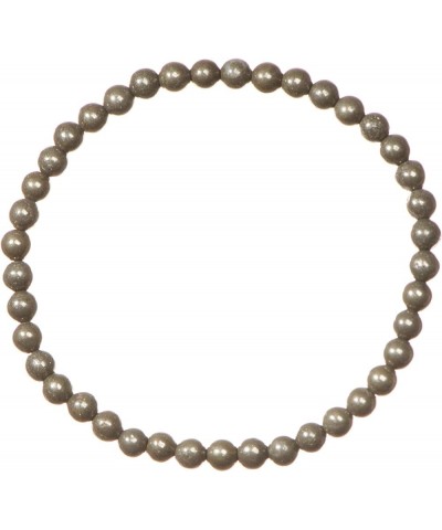 4mm Shiny Round Pyrite Stretch Bracelet in Various Lengths (6.5, 7, 7.5, 8 Inches) 7 Inches $9.43 Bracelets