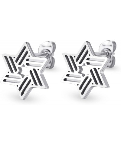 ‎Stainless Steel Ribbed Star of David Stud Earrings for Women & Girls ‎ Silver $9.02 Earrings