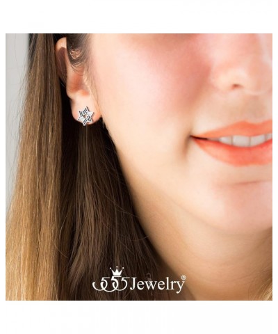 ‎Stainless Steel Ribbed Star of David Stud Earrings for Women & Girls ‎ Silver $9.02 Earrings