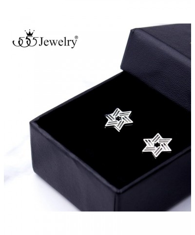 ‎Stainless Steel Ribbed Star of David Stud Earrings for Women & Girls ‎ Silver $9.02 Earrings