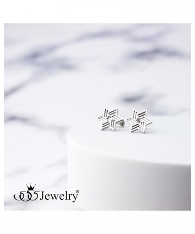 ‎Stainless Steel Ribbed Star of David Stud Earrings for Women & Girls ‎ Silver $9.02 Earrings