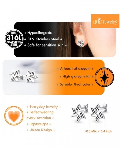 ‎Stainless Steel Ribbed Star of David Stud Earrings for Women & Girls ‎ Silver $9.02 Earrings