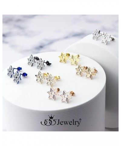 ‎Stainless Steel Ribbed Star of David Stud Earrings for Women & Girls ‎ Silver $9.02 Earrings