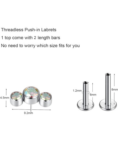 G23 Titanium Labret Studs 16G Threadless Push-in Press Fit Cluster Tragus Helix Lobe Conch Rook Medusa Cartilage Monroe Push ...