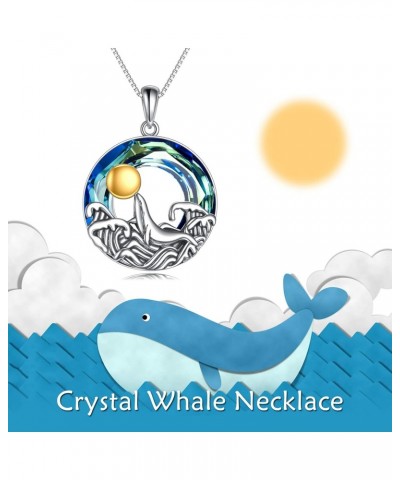 Animal Crystal Necklace Ocean Sea Jewelry Whale Necklace Sterling Silver Whale Crystal Jewelry Animal Whale Gifts for Women T...