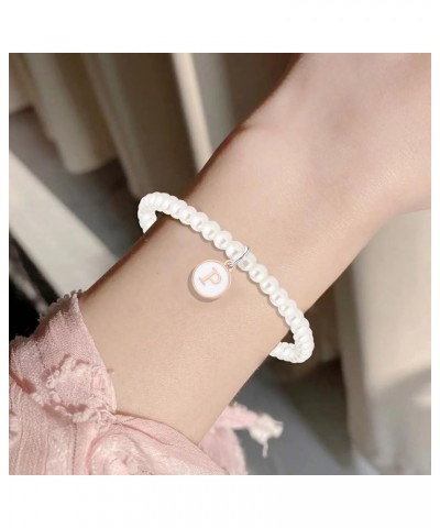 Pearl Initial Bracelets for Women Dainty Letter Bracelet Cute Faux Pearl Bracelet Adjustable 26 Alphabet Bracelet N $7.07 Bra...