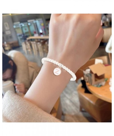 Pearl Initial Bracelets for Women Dainty Letter Bracelet Cute Faux Pearl Bracelet Adjustable 26 Alphabet Bracelet N $7.07 Bra...