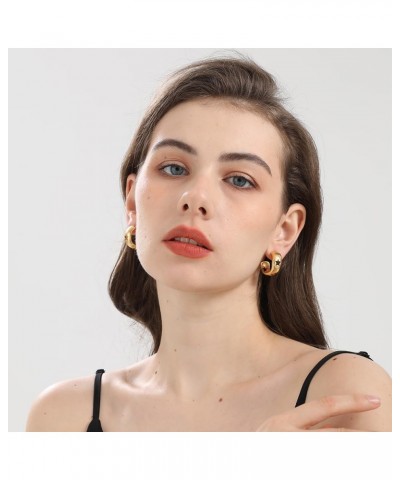 14k Gold Plated Minimalist Chunky Star Hoop Oval Dangle Earrings for Women Girls Gold Hollow Star Huggies $12.25 Earrings