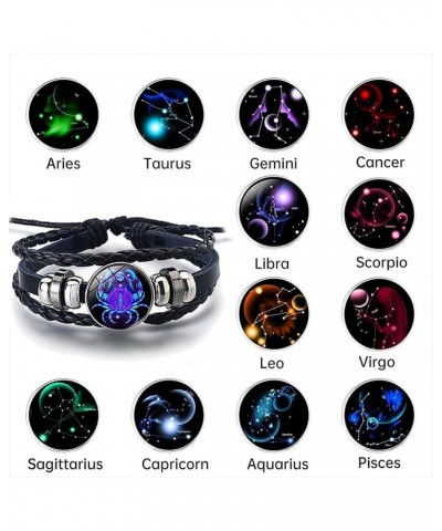 Serene Manifestation Bracelet,Zodiac Signs Spirit Bracelet,12 Constellations Gemstone Leather Bracelet Pisces $10.63 Bracelets