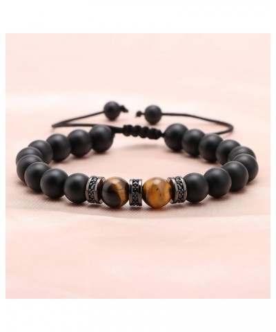 Mens Bracelet Tiger Eye Bracelets for Man Boyfriend Husband Dad Son Grandson Brother Natural Stone Beaded Anniversary Christm...