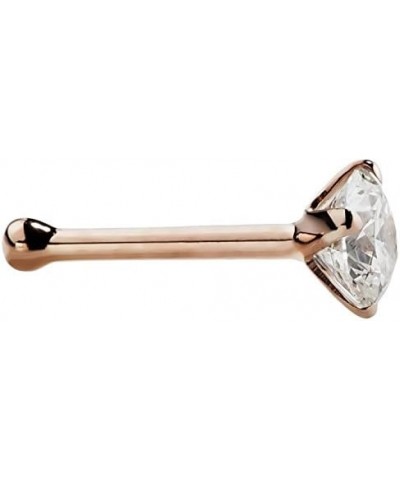 Genuine Diamond Nose Stud 14K Rose Gold Nose Ring Bone 18 Gauge I1 Clarity 3mm (0.1 ct. tw) $89.55 Body Jewelry