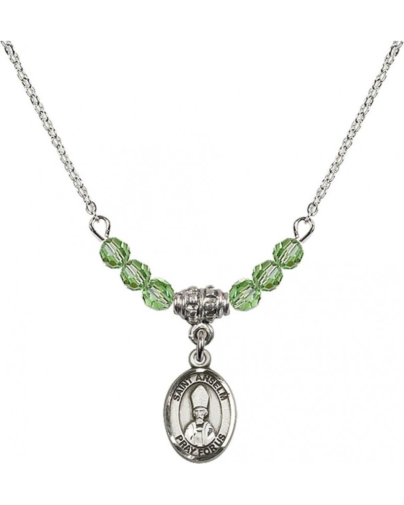 August Birth Month Bead Necklace with Catholic Patron Saint Petite Charm, 18 Inch Saint Anselm of Canterbury $33.24 Necklaces