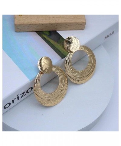 Metal Geometric Dangle Drop Earrings Fashion Hollow Round Disc Dangling Statement Earrings for Women Girl Costume Jewelry Gol...