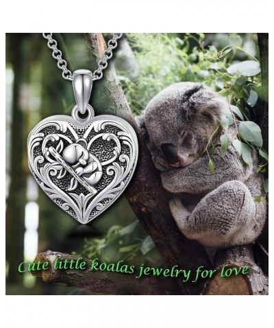 Heart Shaped Lucky Elephant/Koala Bear/Panda/Otter/Cat/Wolf Locket Necklace That Holds 1 or 2 Pictures Photo Sterling Silver ...