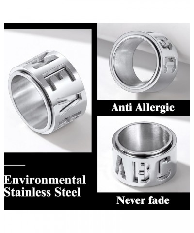 Personalized Name Ring 9mm/15mm Custom Name Plate Ring Engrave Any Names/Fidget Spinner Ring for Women Men Stainless Steel Je...