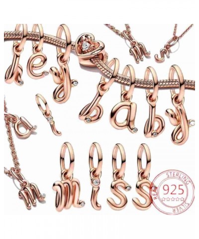 Rose Gold 26 Letter Charms,925 Sterling Silver Letter Charms for Pandora Bracelets Alphabet Initial Beads Jewelry Gift for Wo...