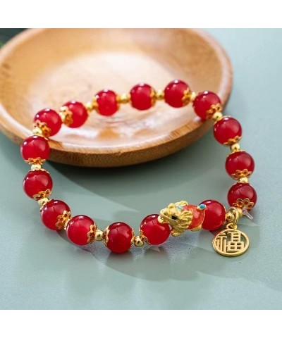 2024 Dragon New Year Beaded Bracelets Handmade Red String Dragon Pendant Bracelet Chinese Lucky Amulet Stretch Bracelets Jewl...