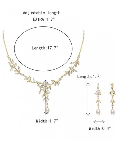 Women's Wedding Bridal Jewelry Set for Brides Bridesmaids Cubic Zirconia Flower Vine Necklace Dangle Earrings Set for Prom Pa...