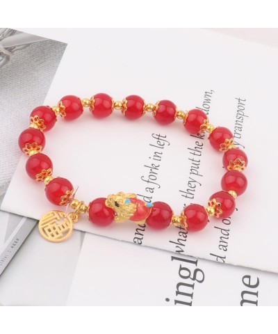 2024 Dragon New Year Beaded Bracelets Handmade Red String Dragon Pendant Bracelet Chinese Lucky Amulet Stretch Bracelets Jewl...