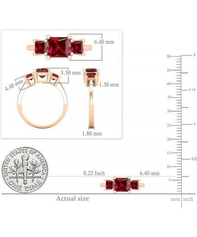 Ladies Bridal 3 Stone Engagement Ring, Available in Various Princess Lab Created Gemstones & Metal in 10K/14K/18K Gold & 925 ...