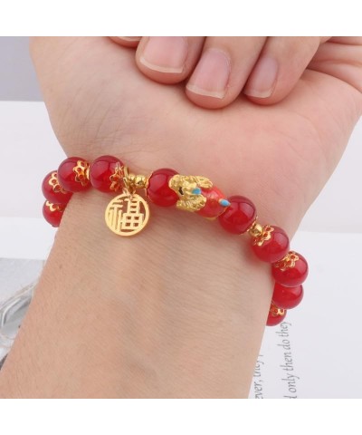 2024 Dragon New Year Beaded Bracelets Handmade Red String Dragon Pendant Bracelet Chinese Lucky Amulet Stretch Bracelets Jewl...