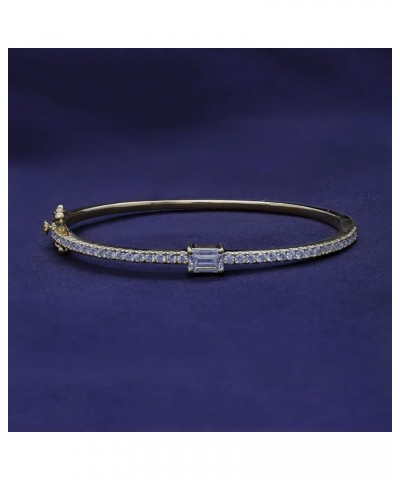 1 2/5 To 1 3/5 CT Emerald & Round Cut Lab Created Moissanite Diamond Tennis Bangle Bracelet For Women In 14K Gold Over Sterli...