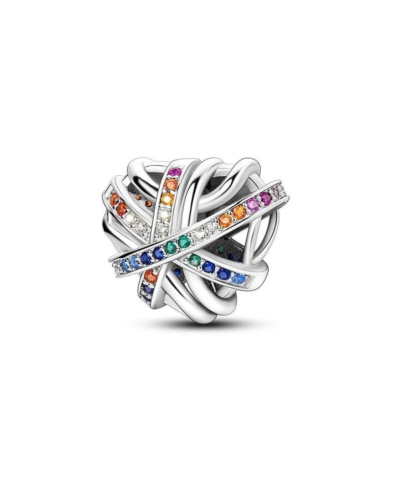 Multi Color Charms Fit Bracelets 925 Silver Colorful Zircon Rainbow Bead Love Heart Clip Charm Jewelry SSS-1401 SEC536 $9.66 ...