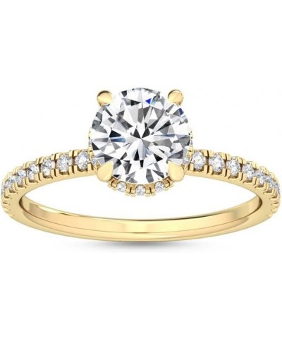 1-5 Carat (ctw) Yellow Gold Radiant Cut LAB GROWN Diamond Side Stone Engagement Ring [ Color E-F, Clarity VS2-SI1 ] 7 Round 4...