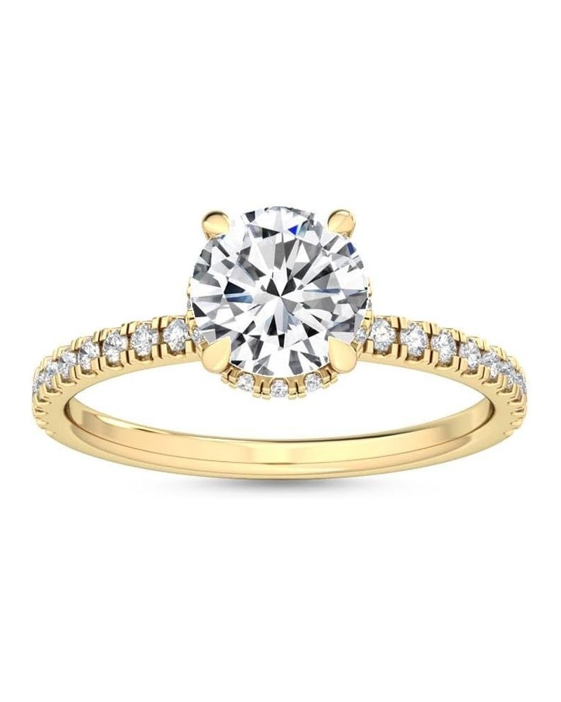 1-5 Carat (ctw) Yellow Gold Radiant Cut LAB GROWN Diamond Side Stone Engagement Ring [ Color E-F, Clarity VS2-SI1 ] 7 Round 4...