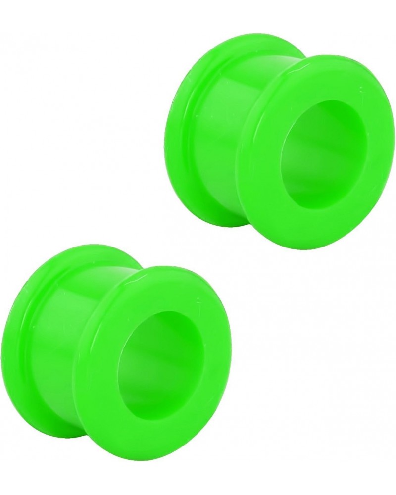 Pair 3/4" (19MM) GREEN SILICONE FLAT FLARE TUNNELS Double Flare Gauges Thin Soft Flexible Flesh Plugs (2pcs) $5.58 Body Jewelry