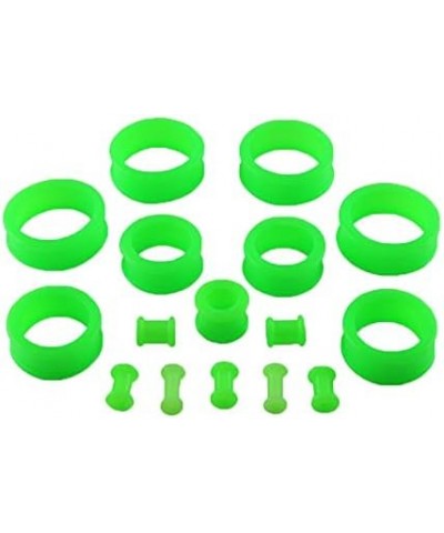 Pair 3/4" (19MM) GREEN SILICONE FLAT FLARE TUNNELS Double Flare Gauges Thin Soft Flexible Flesh Plugs (2pcs) $5.58 Body Jewelry