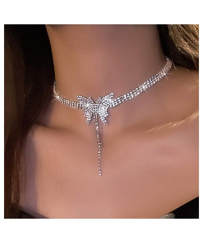 Rhinestone Choker Necklace Silver Diamond Row Necklaces Sparkly Crystal Necklace Chain Jewerly Fashion Minimalist Party Prom ...